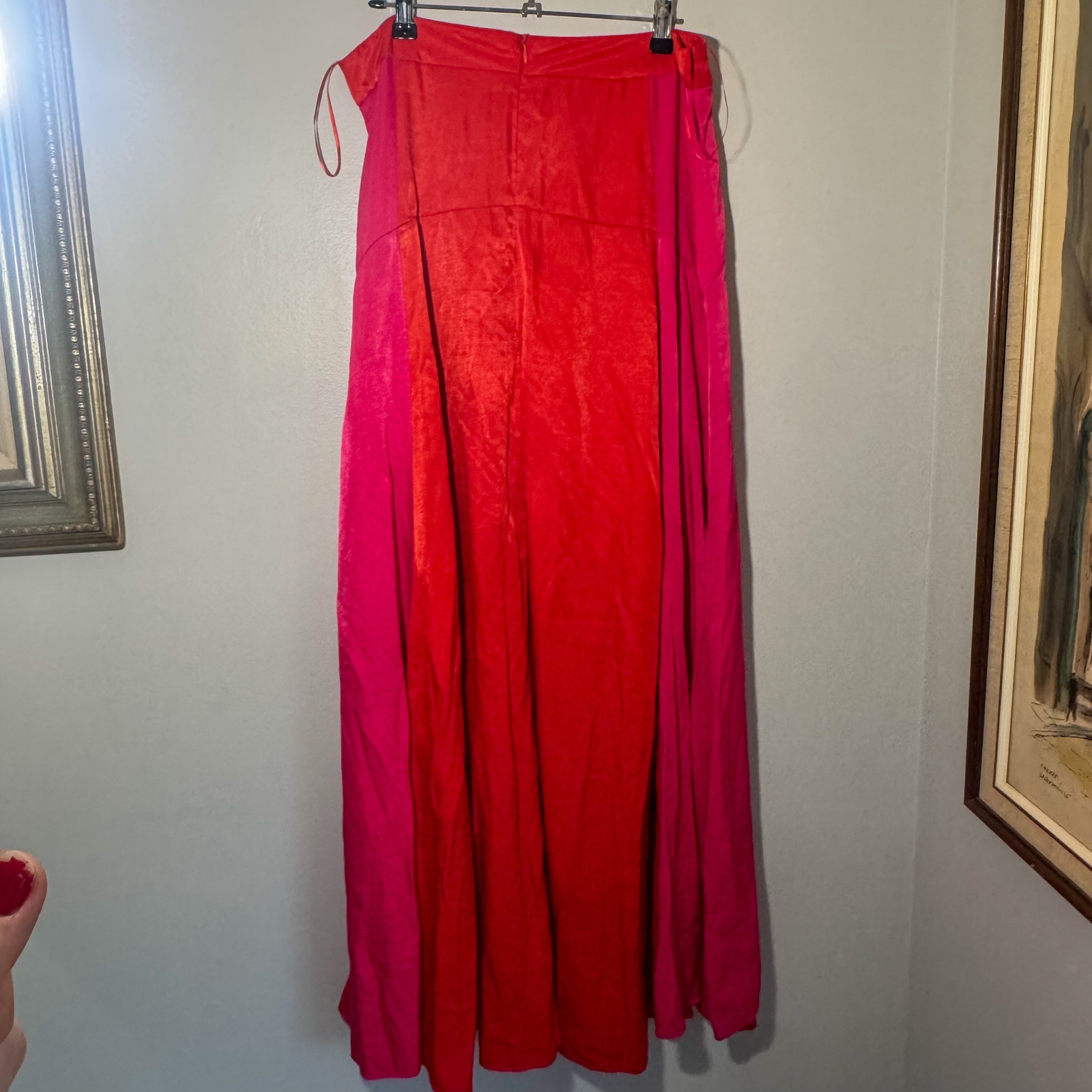 Vintage Studio I Red Pleated Chiffon Maxi Skirt Flowy Romantic Size 12